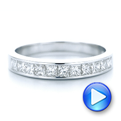 14k White Gold Custom Princess Cut Diamond Wedding Band - Video -  102400 - Thumbnail