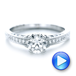 Custom Blue Sapphire And Diamond Engagement Ring - Video -  102403 - Thumbnail