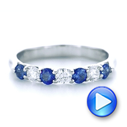 18k White Gold 18k White Gold Custom Blue Sapphire And Diamond Wedding Band - Video -  102404 - Thumbnail