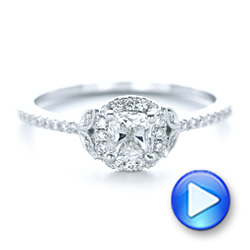 18k White Gold 18k White Gold Custom Diamond Halo Engagement Ring - Video -  102420 - Thumbnail