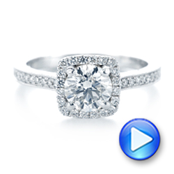 18k White Gold Custom Diamond Halo Engagement Ring - Video -  102422 - Thumbnail