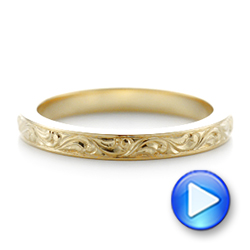 14k Yellow Gold 14k Yellow Gold Custom Relief Engraved Wedding Band - Video -  102424 - Thumbnail