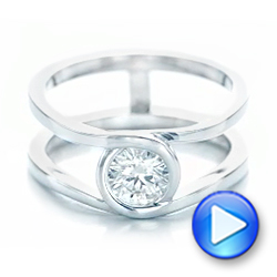 14k White Gold Custom Solitaire Diamond Engagement Ring - Video -  102427 - Thumbnail