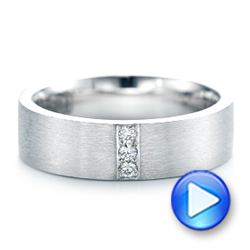 14k White Gold Custom Men's Diamond Wedding Band - Video -  102430 - Thumbnail