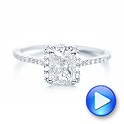  Platinum Custom Diamond Halo Engagement Ring - Video -  102434 - Thumbnail