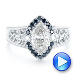 18k White Gold 18k White Gold Custom Black Diamond Halo Engagement Ring - Video -  102435 - Thumbnail