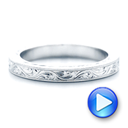  Platinum Platinum Hand Engraved Wedding Band - Video -  102436 - Thumbnail