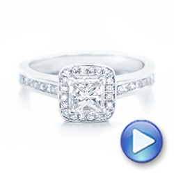 14k White Gold Custom Diamond Halo Engagement Ring - Video -  102437 - Thumbnail