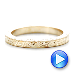 18k Yellow Gold 18k Yellow Gold Hand Engraved Wedding Band - Video -  102438 - Thumbnail