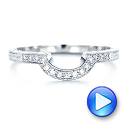 18k White Gold 18k White Gold Custom Diamond And Hand Engraved Wedding Band - Video -  102441 - Thumbnail