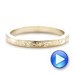 14k Yellow Gold Custom Hand Engraved Wedding Band - Video -  102442 - Thumbnail