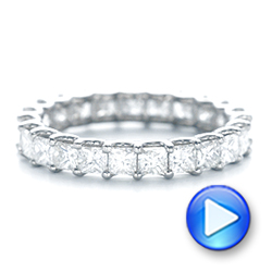 18k White Gold 18k White Gold Custom Eternity Princess Cut Diamond Wedding Band - Video -  102447 - Thumbnail