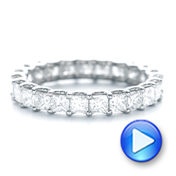 14k White Gold 14k White Gold Custom Eternity Princess Cut Diamond Wedding Band - Video -  102447 - Thumbnail