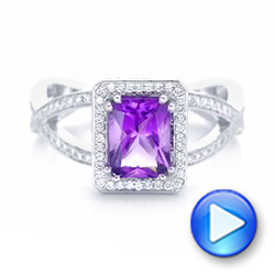  Platinum Platinum Custom Amethyst And Diamond Engagement Ring - Video -  102449 - Thumbnail