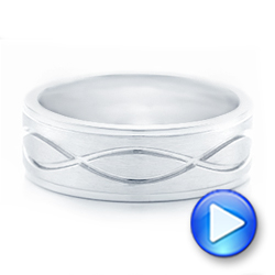 18k White Gold Custom Brushed Men's Wedding Band - Video -  102456 - Thumbnail