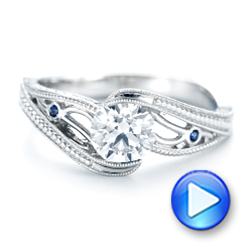  Platinum Custom Diamond And Hand Engraved Engagement Ring - Video -  102458 - Thumbnail