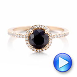 18k Rose Gold Custom Black And White Diamond Engagement Ring - Video -  102459 - Thumbnail