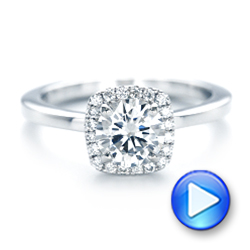  Platinum Platinum Custom Diamond Halo Engagement Ring - Video -  102460 - Thumbnail