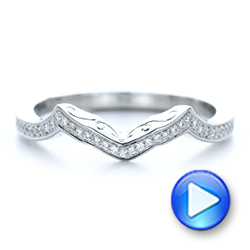 18k White Gold 18k White Gold Custom Diamond And Hand Engraved Wedding Band - Video -  102461 - Thumbnail