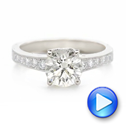 14k White Gold Custom Diamond Engagement Ring - Video -  102462 - Thumbnail