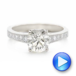 14k White Gold Custom Diamond Engagement Ring - Video -  102462 - Thumbnail