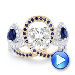 Custom Two-tone Blue Sapphire And Diamond Fashion Ring - Video -  102469 - Thumbnail