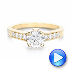 18k Yellow Gold Custom Diamond Engagement Ring - Video -  102471 - Thumbnail