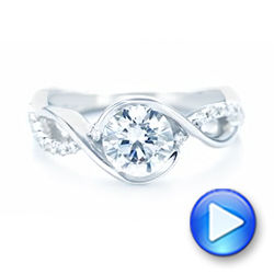 14k White Gold Criss-cross Wrap Diamond Engagement Ring - Video -  102477 - Thumbnail