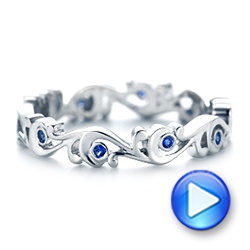 14k White Gold Organic Blue Sapphire Wedding Band - Video -  102481 - Thumbnail