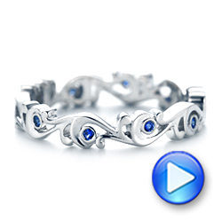 18k White Gold 18k White Gold Organic Blue Sapphire Wedding Band - Video -  102481 - Thumbnail