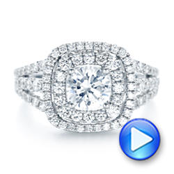 18k White Gold 18k White Gold Double Halo Diamond Engagement Ring - Video -  102487 - Thumbnail