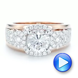 14k Rose Gold And 14K Gold Cluster Diamonds And Halo Two-tone Engagement Ring - Video -  102488 - Thumbnail
