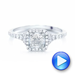  Platinum Platinum Custom Diamond Halo Engagement Ring - Video -  102519 - Thumbnail
