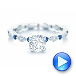  Platinum Platinum Custom Blue Sapphire And Diamond Engagement Ring - Video -  102520 - Thumbnail