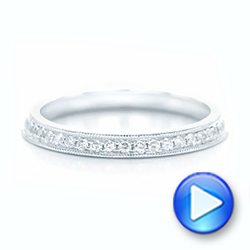 14k White Gold Custom Diamond Wedding Band - Video -  102521 - Thumbnail