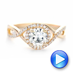 14k Rose Gold Custom Diamond Halo Engagement Ring - Video -  102525 - Thumbnail