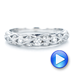 18k White Gold 18k White Gold Vintage Diamond Wedding Band - Video -  102531 - Thumbnail