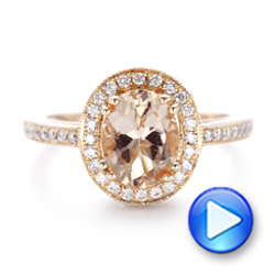 14k Rose Gold 14k Rose Gold Morganite And Diamond Halo Fashion Ring - Video -  102532 - Thumbnail