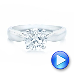  Platinum Custom Solitaire Diamond Engagement Ring - Video -  102535 - Thumbnail