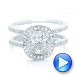  Platinum Custom Diamond Halo Engagement Ring - Video -  102542 - Thumbnail