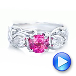 18k White Gold 18k White Gold Custom Pink Sapphire And Diamond Engagement Ring - Video -  102547 - Thumbnail