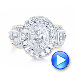 18k Yellow Gold And Platinum Custom Two-tone Diamond Engagement Ring - Video -  102549 - Thumbnail