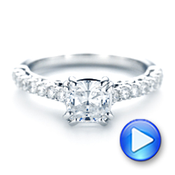 18k White Gold Vintage Diamond Engagement Ring - Video -  102550 - Thumbnail