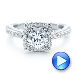 18k White Gold Halo Diamond Engagement Ring - Video -  102552 - Thumbnail