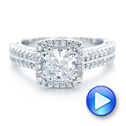 18k White Gold Halo Diamond Engagement Ring - Video -  102553 - Thumbnail