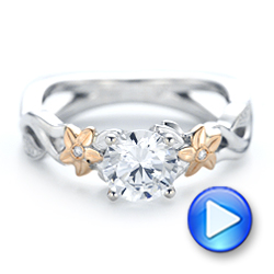 14k White Gold And 14K Gold 14k White Gold And 14K Gold Two-tone Flower And Leaf Diamond Engagement Ring - Video -  102554 - Thumbnail