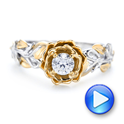 18k White Gold And 18K Gold Custom Two-tone Organic Vines Engagement Ring - Video -  102563 - Thumbnail
