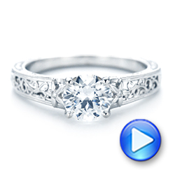 14k White Gold Vine Filigree Diamond Engagement Ring - Video -  102564 - Thumbnail