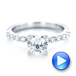 14k White Gold Custom Diamond Engagement Ring - Video -  102582 - Thumbnail