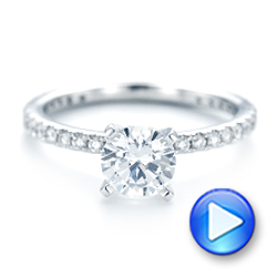 14k White Gold Custom Diamond Engagement Ring - Video -  102586 - Thumbnail
